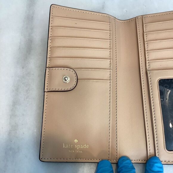 Kate Spade Cross Grain Leather Slim Sleek Snap & Zip Clutch Wallet - Picture 15 of 16